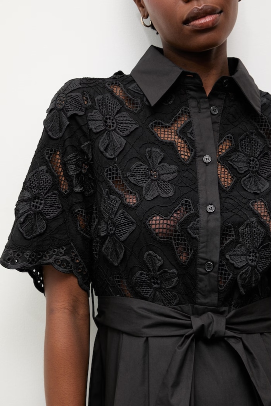 Answear.LAB rochie evazată din bumbac WS26-SUD112 negru