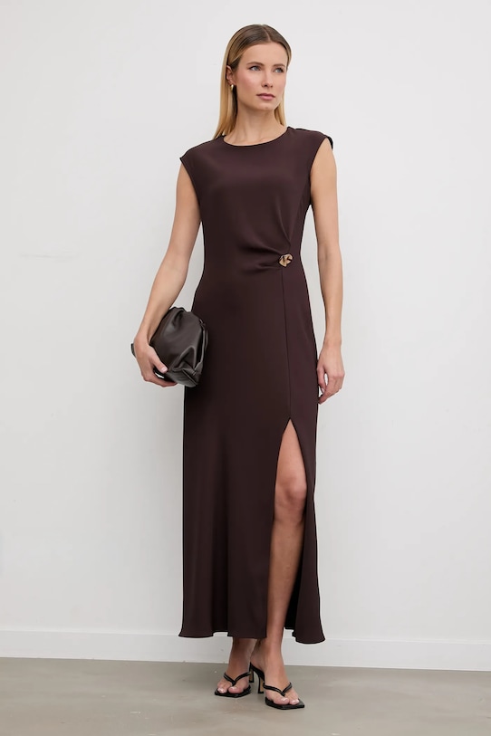 Answear.LAB sukienka z elastanem brązowy ab1321.isr
