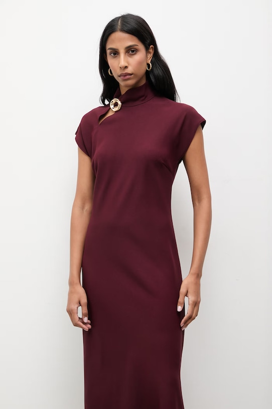 Answear.LAB sukienka midi bordowy 58266.tok