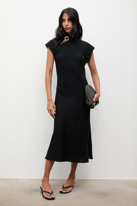 Answear.LAB sukienka midi czarny 58266.tok