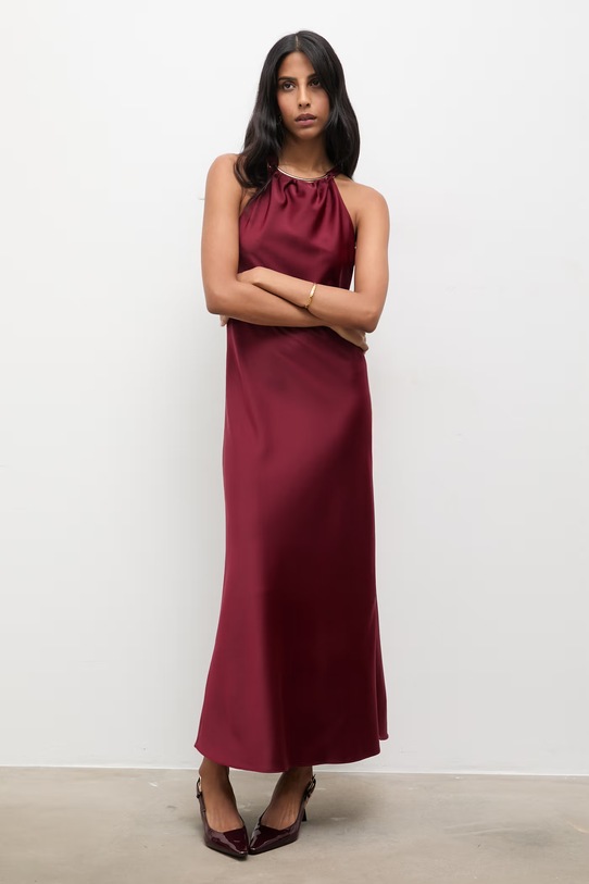 Answear.LAB sukienka tkanina bordowy 57524.tok