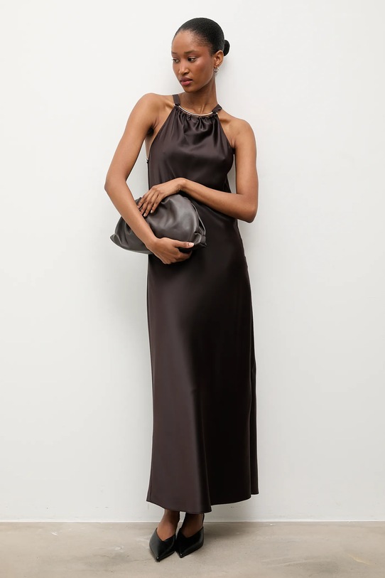 Answear.LAB sukienka tkanina brązowy 57524.tok