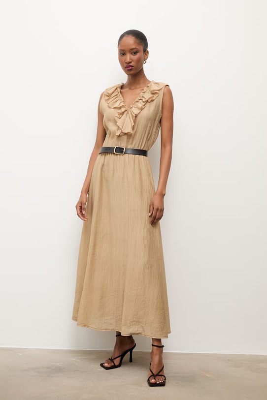 Answear.LAB sukienka letnia z lyocellem WS26-SUD125 beżowy WS26