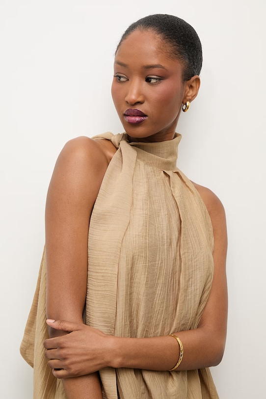 Answear.LAB sukienka bombka z lyocellem WS26-SUD126 beżowy