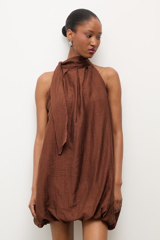Answear.LAB sukienka bombka z lyocellem brązowy WS26-SUD126