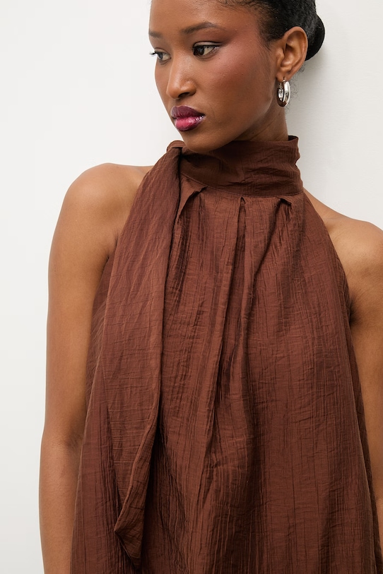 Answear.LAB sukienka bombka z lyocellem WS26-SUD126 brązowy