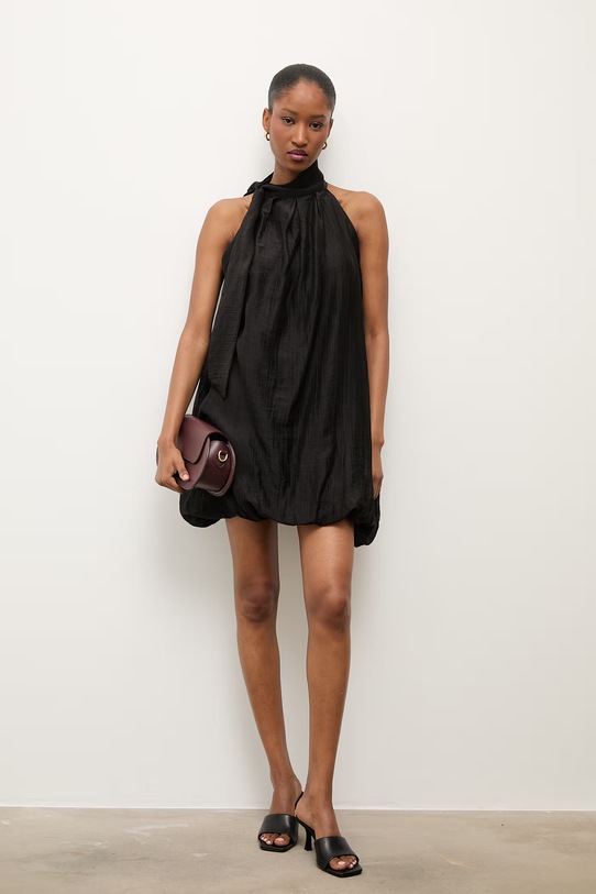 Answear.LAB sukienka bombka z lyocellem WS26-SUD126 czarny WS26