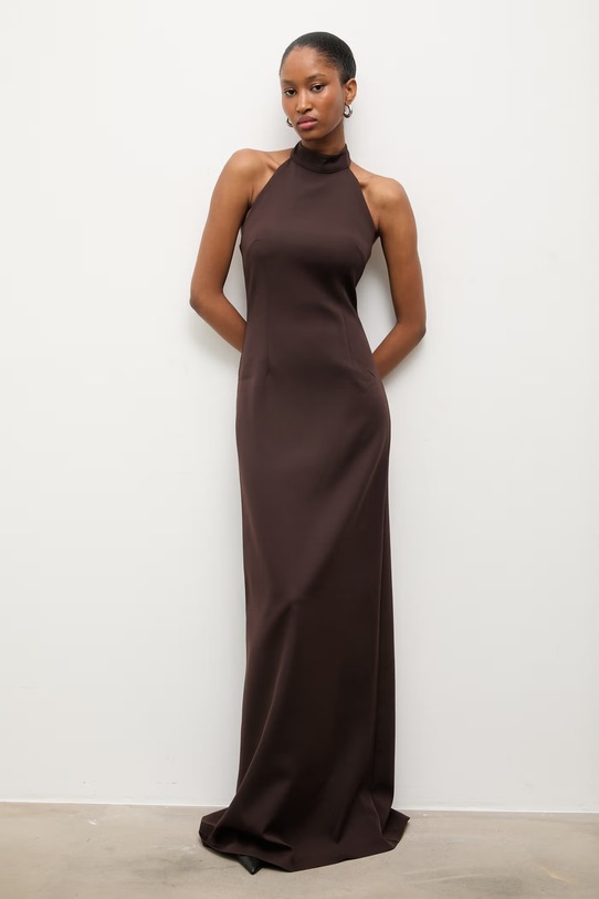 Answear.LAB sukienka tkanina brązowy 5027.tok