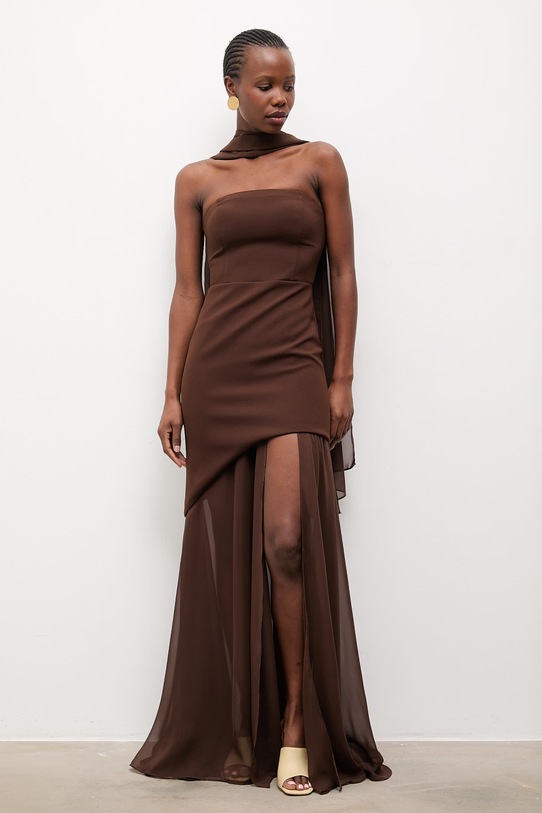 Answear.LAB sukienka rozkloszowany brązowy 2390.tok