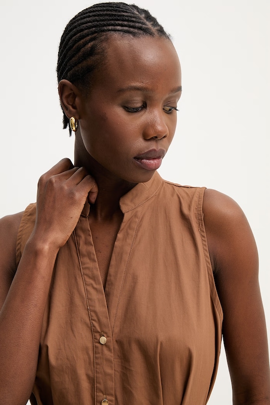 Answear.LAB sukienka bawełniana WS26-SUD151 brązowy