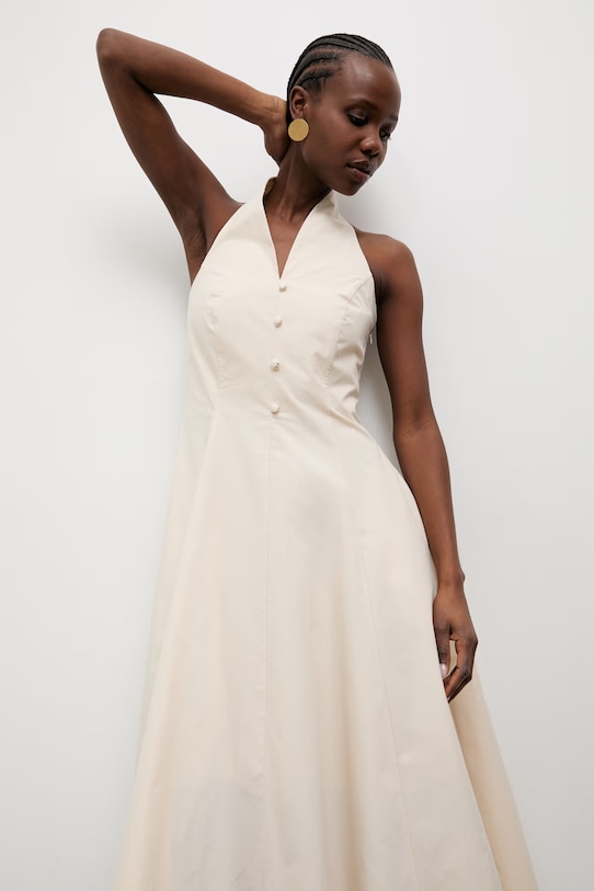 Answear.LAB разкроена рокля от памук бежов EL3820