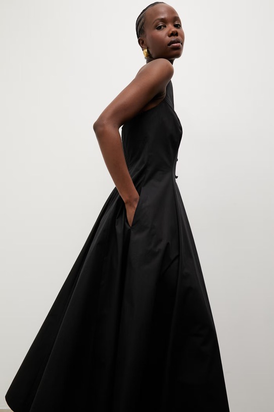 Answear.LAB šaty s rozšíreným strihom bavlnené čierna EL3820