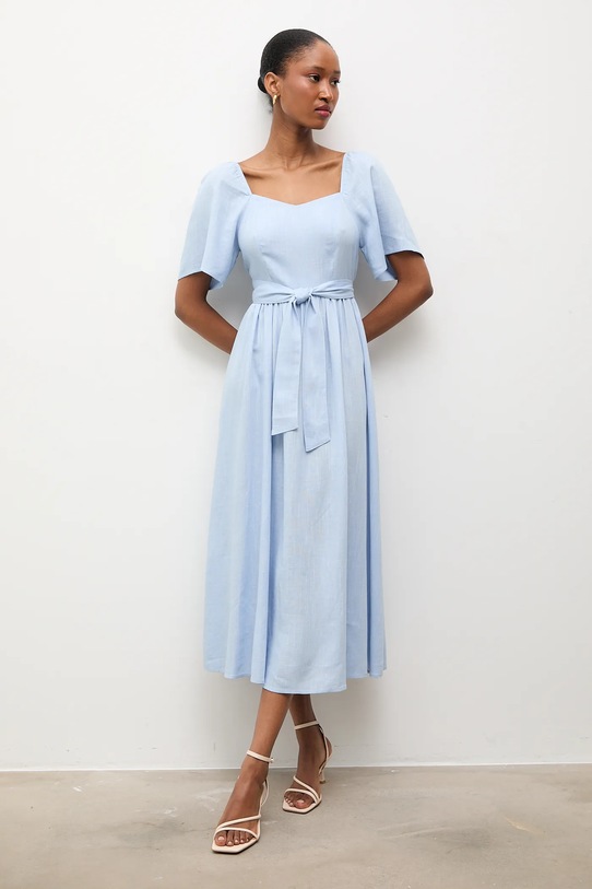 Answear.LAB sukienka z dodatkiem lnu 8868.k.b.flk niebieski WS26