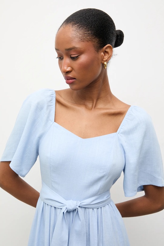 Answear.LAB sukienka z dodatkiem lnu niebieski 8868.k.b.flk