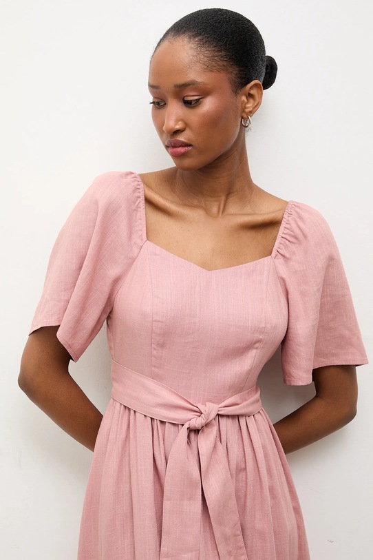 Answear.LAB sukienka z dodatkiem lnu różowy 8868.p.k.flk