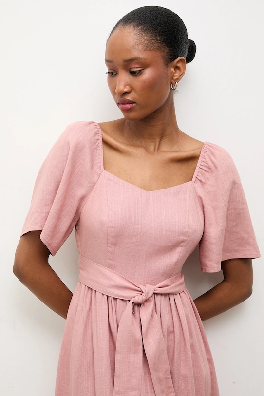 Answear.LAB sukienka z dodatkiem lnu różowy 8868.p.k.flk