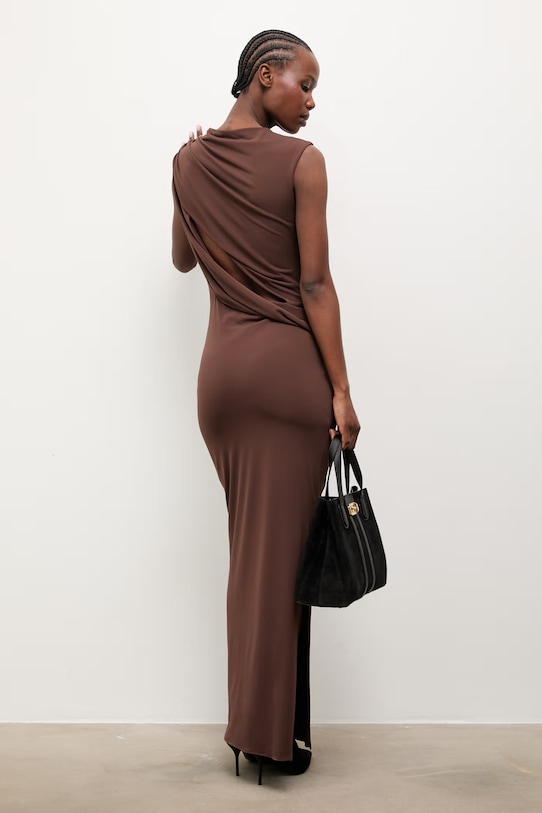 Odzież Answear.LAB sukienka z wiskozą EL3652 brązowy