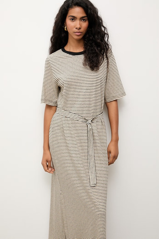 Answear.LAB letné šaty s prímesou ľanu biela TRA.SS.3.ok