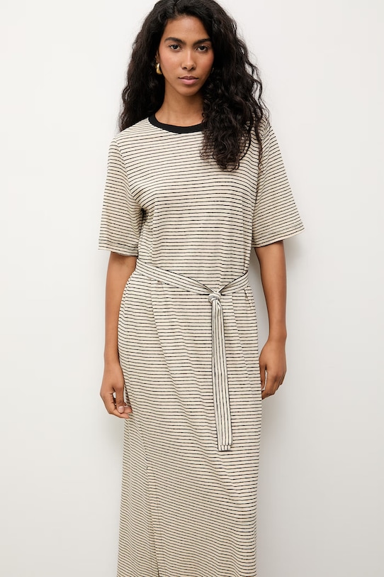 Answear.LAB letné šaty s prímesou ľanu biela TRA.SS.3.ok