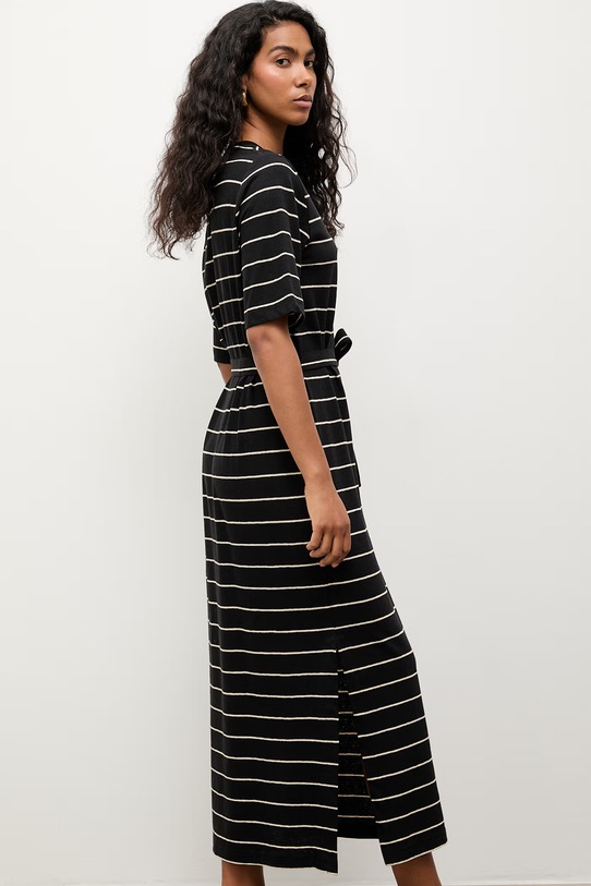 Answear.LAB letné šaty s prímesou ľanu tmavomodrá TRA.SS.3.ok