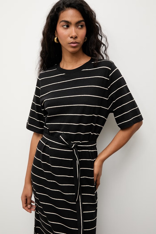 Answear.LAB letné šaty s prímesou ľanu TRA.SS.3.ok tmavomodrá