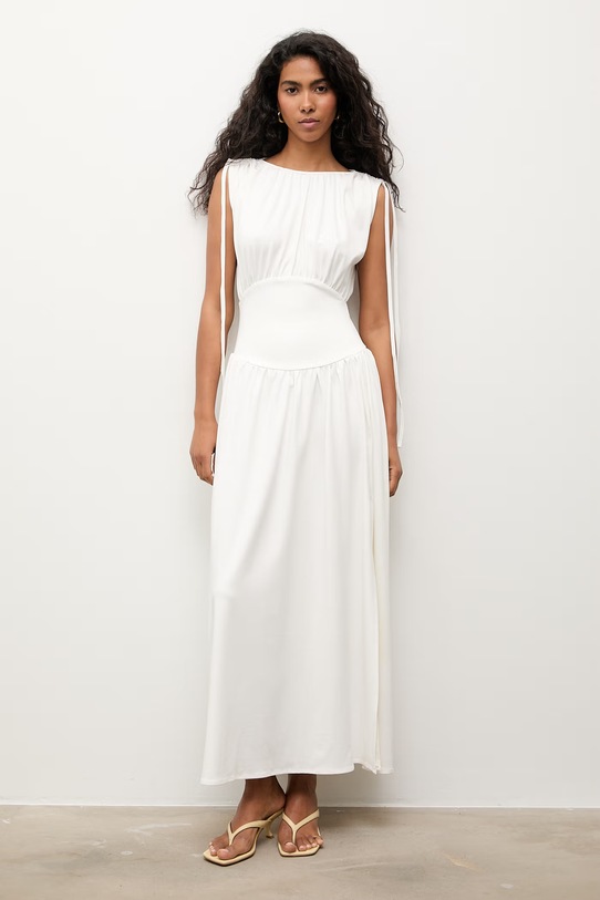 Answear.LAB sukienka z wiskozą biały WS26-SUD176