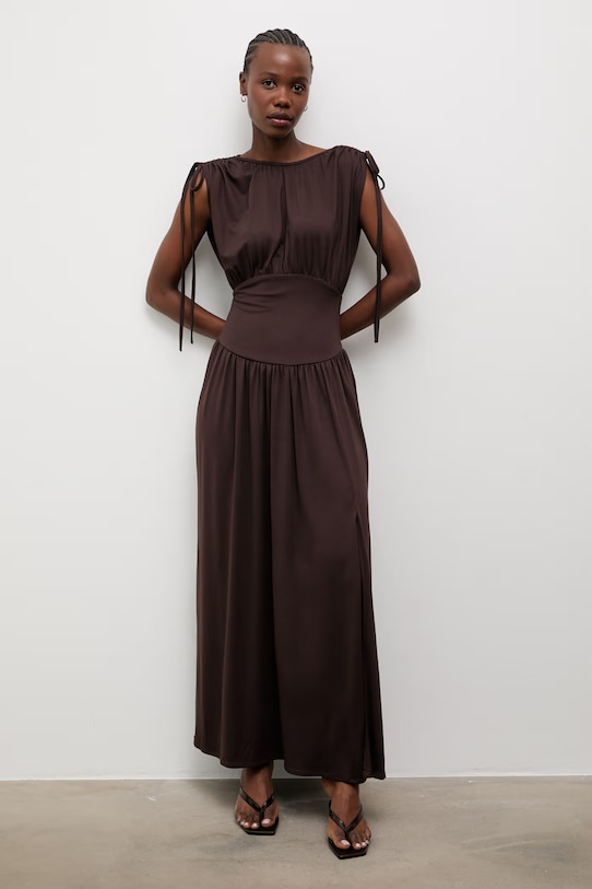 Answear.LAB šaty s viskózou 111691.tok hnedá WS26