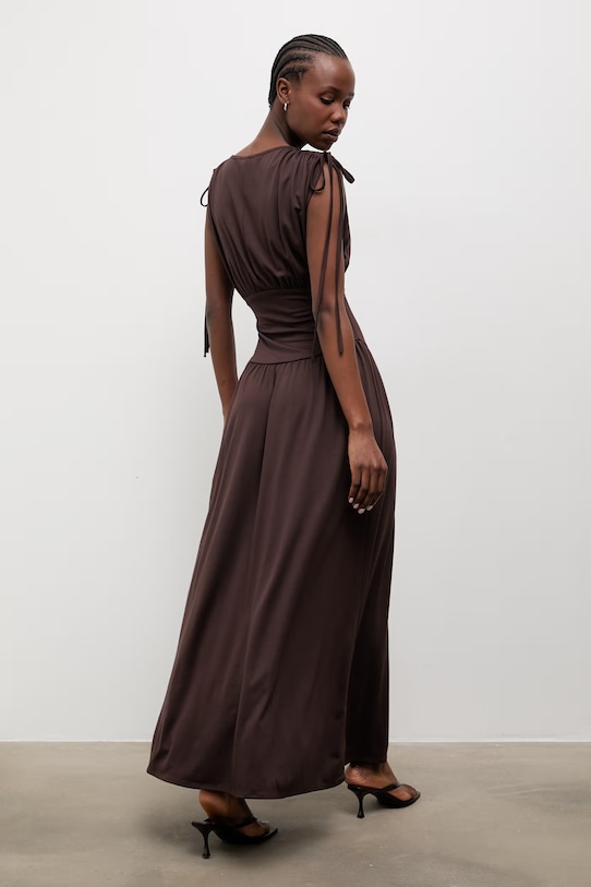 Oblečenie Answear.LAB šaty s viskózou 111691.tok hnedá