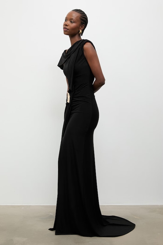 Answear.LAB sukienka drapowana 58506.tok czarny WS26