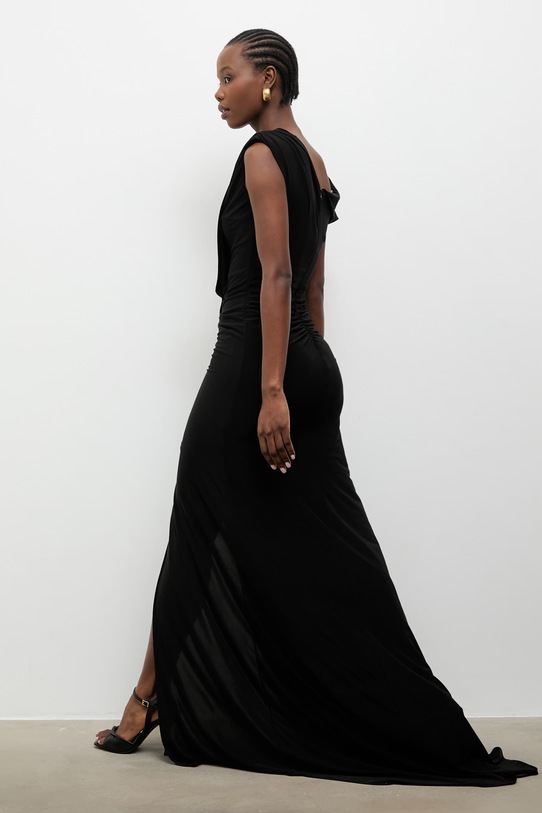 Answear.LAB sukienka drapowana czarny 58506.tok