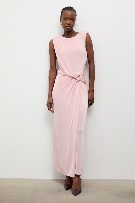 Answear.LAB sukienka drapowana różowy 58444.tok