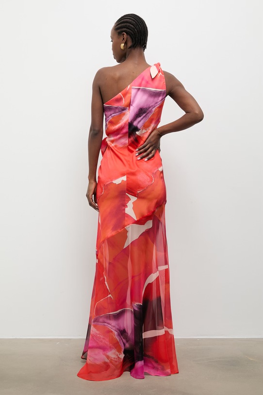 Odzież Answear.LAB sukienka drapowana 58467.tok pomarańczowy