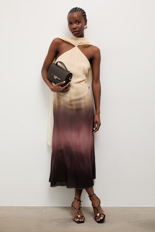 Answear.LAB sukienka z lyocellem beżowy EL3779.tok