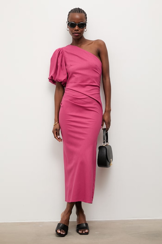 Answear.LAB šaty s příměsí lnu růžová 9391S.fak