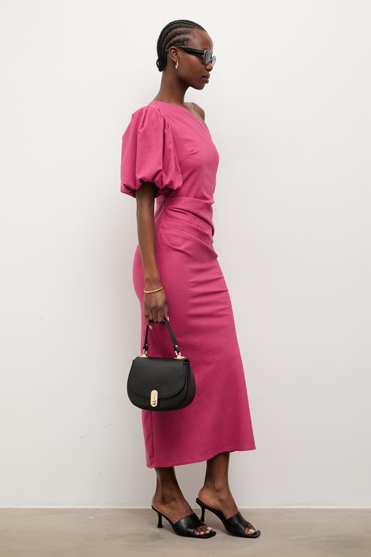 Answear.LAB sukienka z dodatkiem lnu 9391S.fak różowy WS26