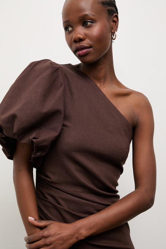 Odzież Answear.LAB sukienka z dodatkiem lnu 9391S.fak brązowy