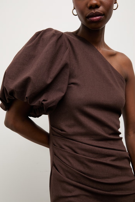 Answear.LAB sukienka z dodatkiem lnu brązowy 9391S.fak