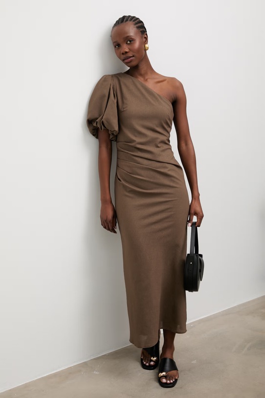 Answear.LAB sukienka z dodatkiem lnu zielony 9391S.fak