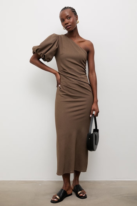 Answear.LAB šaty s prímesou ľanu 9391S.fak zelená WS26