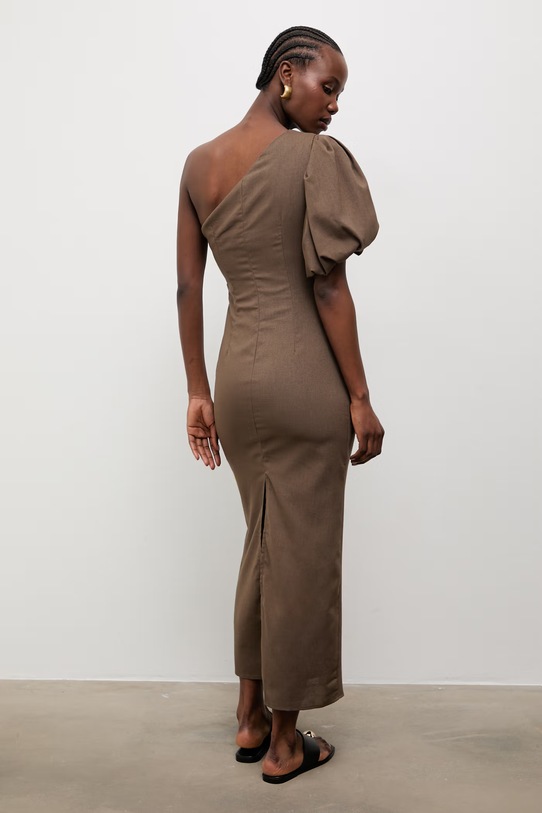 Odzież Answear.LAB sukienka z dodatkiem lnu 9391S.fak zielony