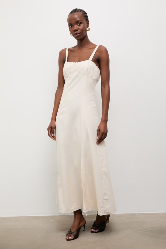 Answear.LAB šaty s příměsí lnu 9529S.fak béžová WS26