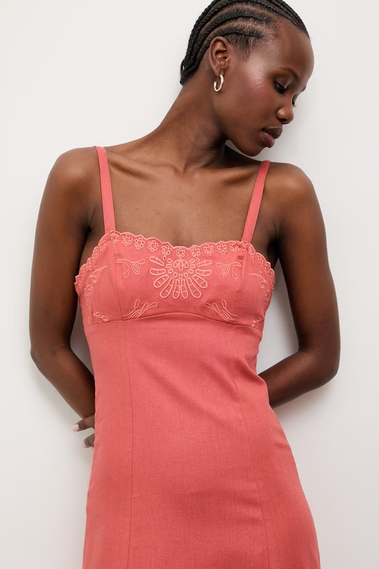 Answear.LAB sukienka z dodatkiem lnu pomarańczowy 9529S.fak