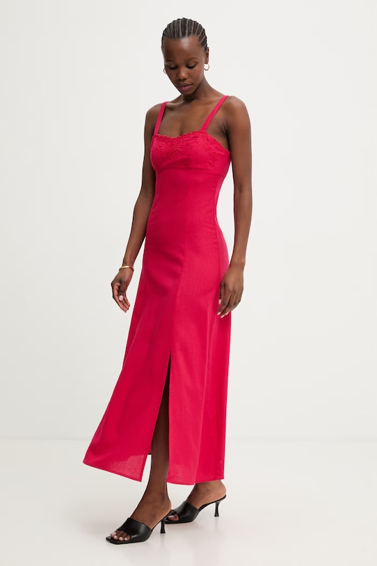 Answear.LAB sukienka z dodatkiem lnu czerwony 9529S.fak