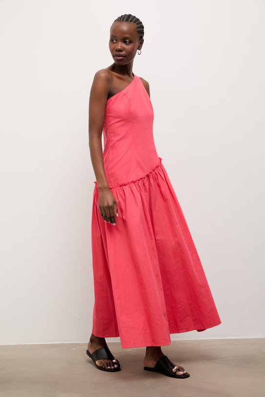 Answear.LAB rozšířené šaty bavlněné PS9553.fak červená WS26