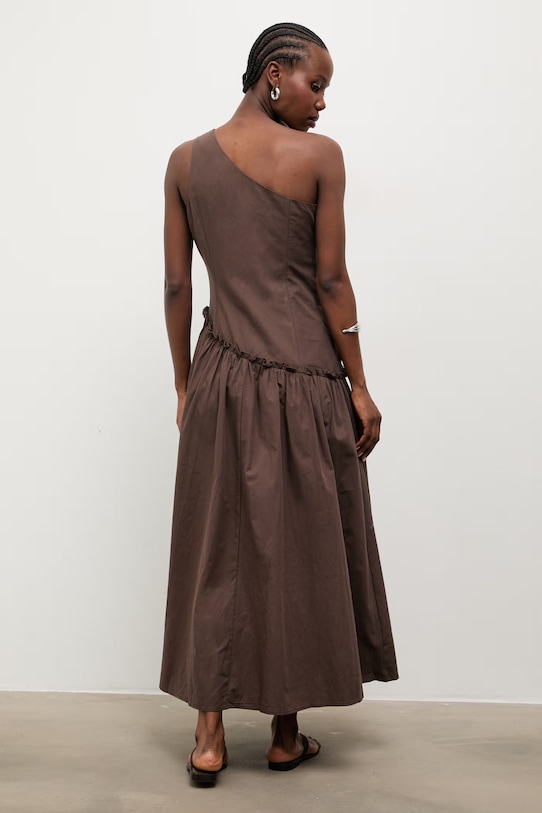 Answear.LAB sukienka rozkloszowana bawełniana PS9553.fak brązowy WS26