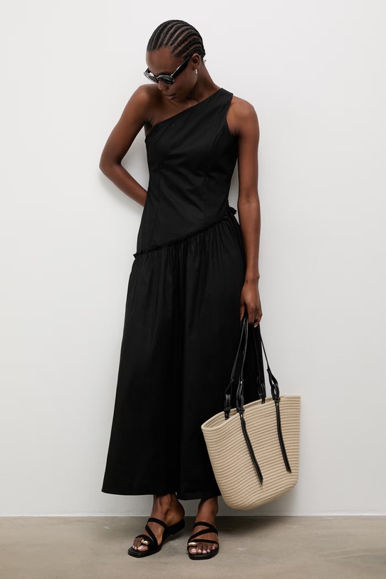 Answear.LAB šaty s rozšíreným strihom bavlnené PS9553.fak čierna WS26