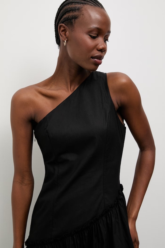 Answear.LAB šaty s rozšíreným strihom bavlnené čierna PS9553.fak