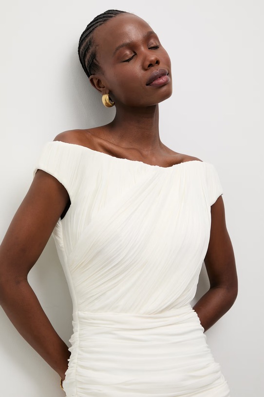 Answear.LAB sukienka drapowana beżowy AB1012