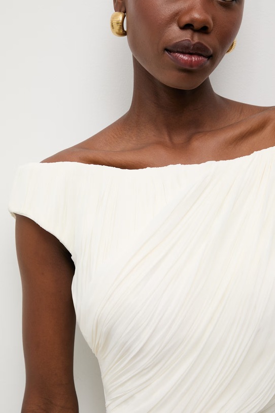 Answear.LAB sukienka drapowana AB1012 beżowy