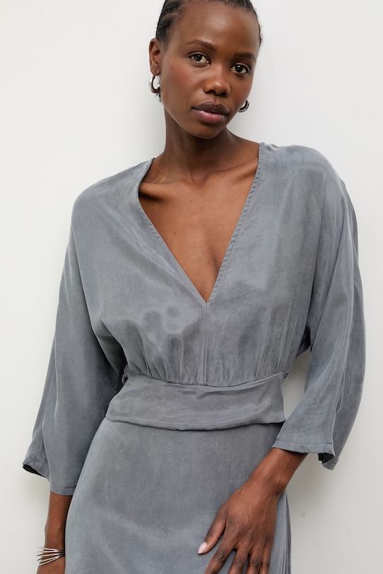 Answear.LAB sukienka z lyocellu niebieski 95103.iak